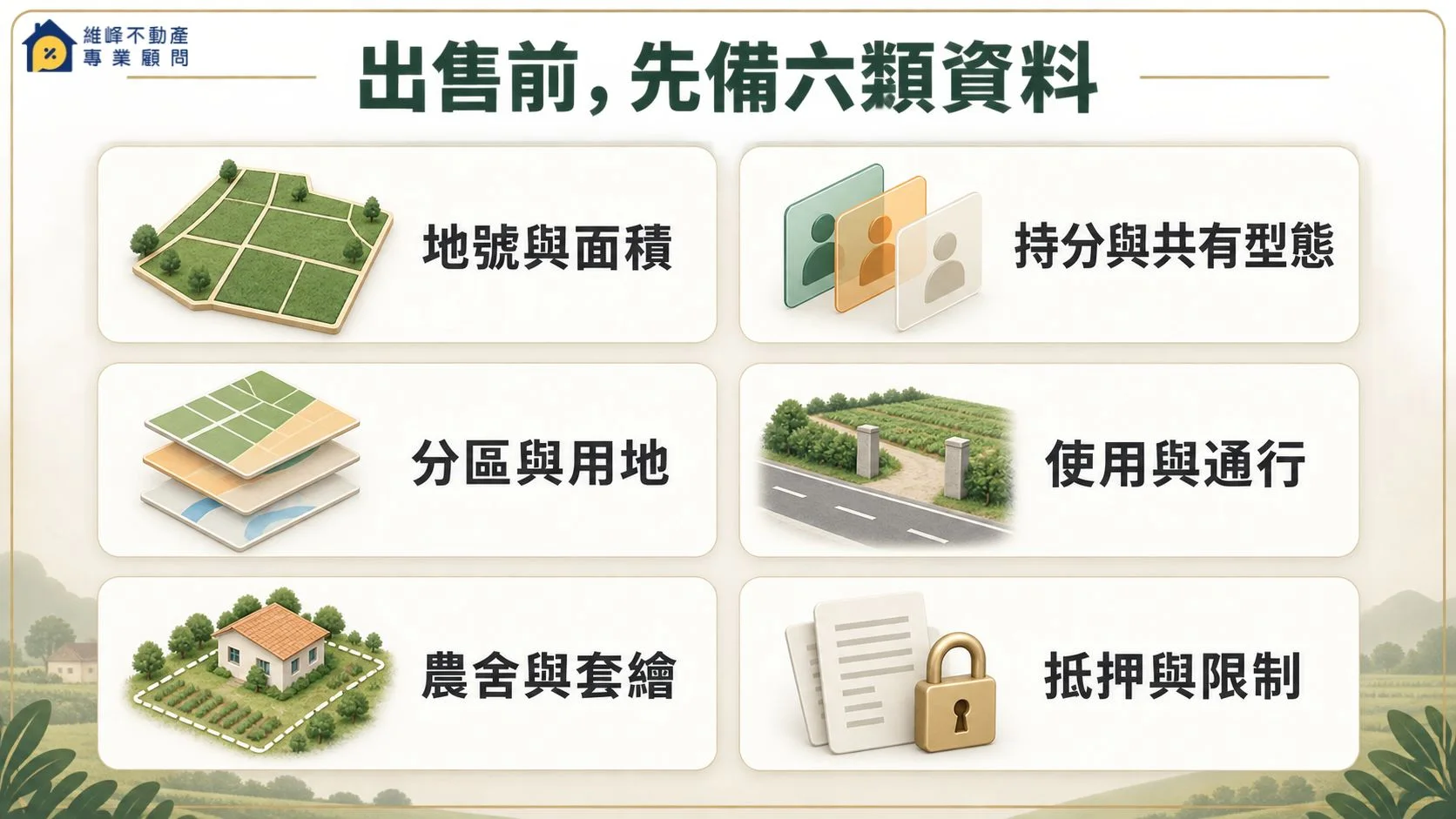 持分農地買賣前六類文件與現況查核