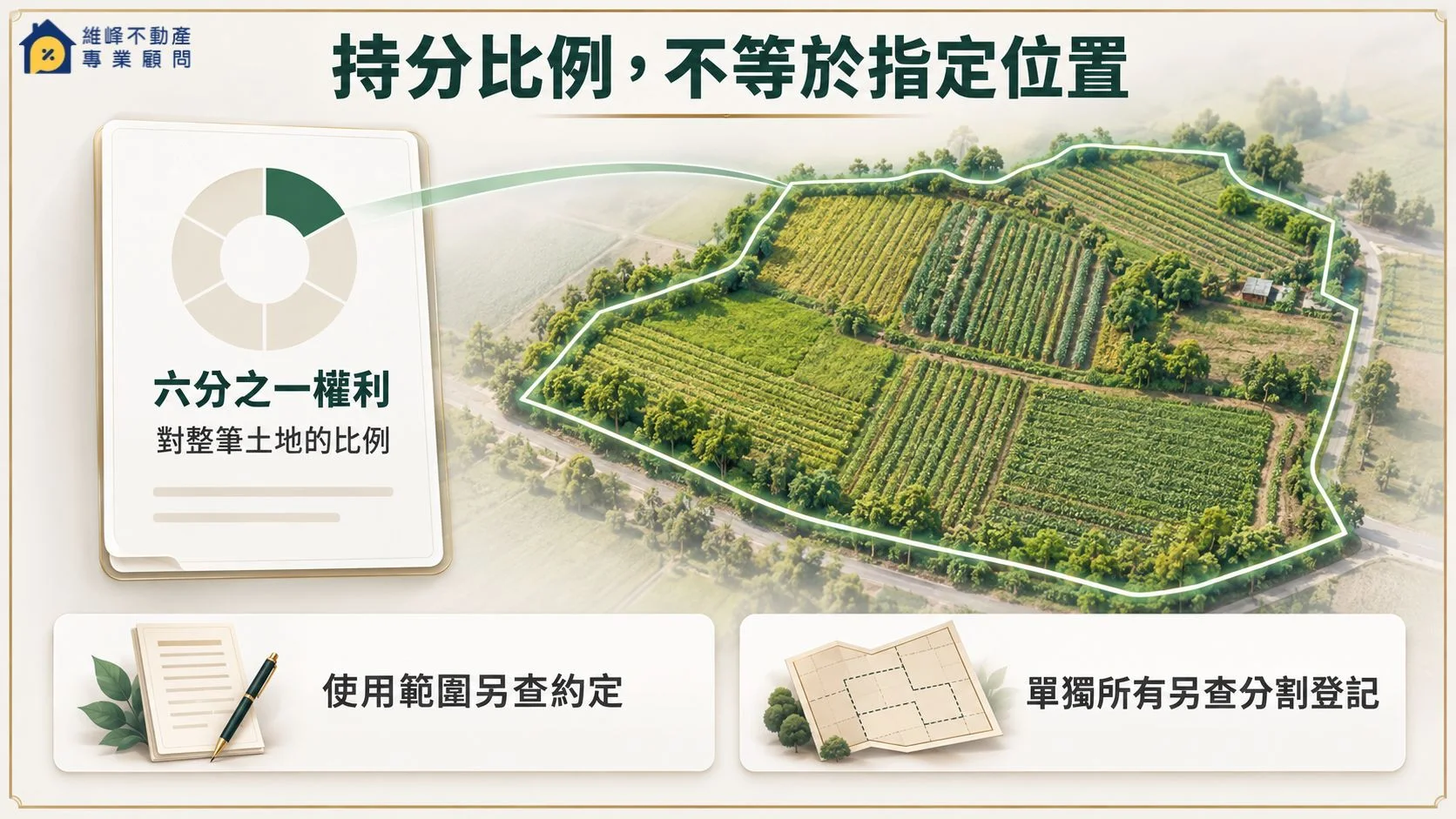 農地持分比例不等於地上指定位置示意