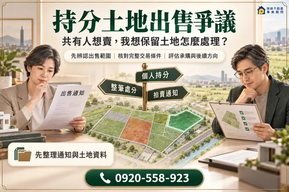 持分土地發生出售爭議時的保留土地與承購處理評估