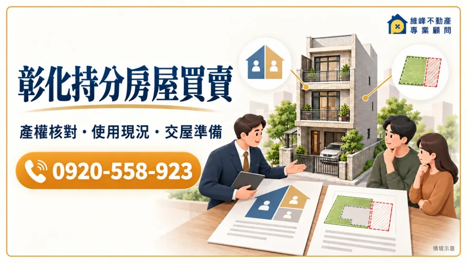 彰化持分房屋買賣｜共有透天收購、房地比例與出售價格