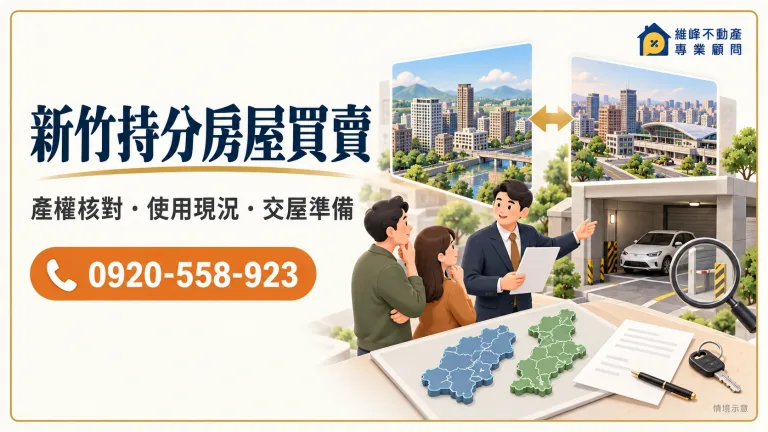 新竹持分房屋買賣｜共有住宅收購、竹北出售價格與車位權利