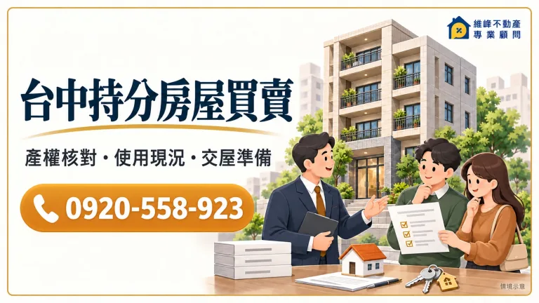 台中持分房屋買賣｜共有住宅出售、收購價格與家人承購