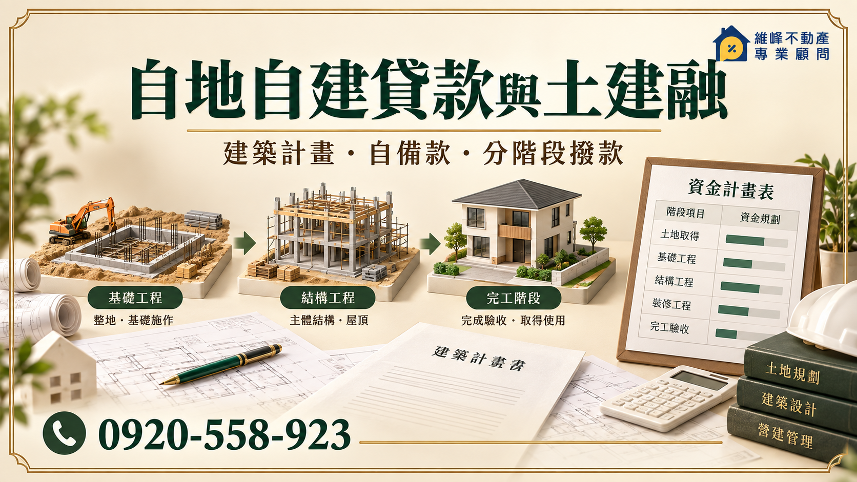 自地自建貸款與土建融:建築計畫、自備款、分階段撥款