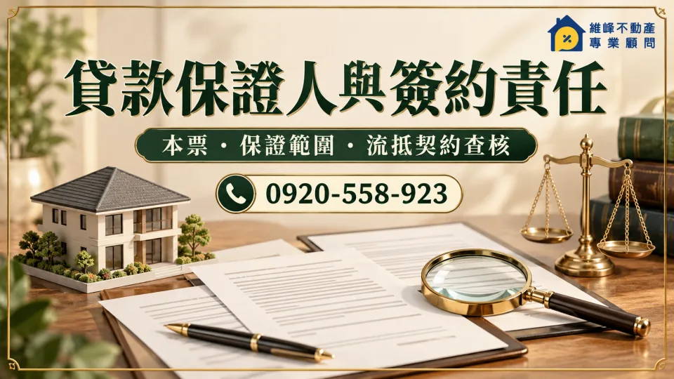 貸款保證人與簽約責任：本票、保證範圍、流抵契約查核