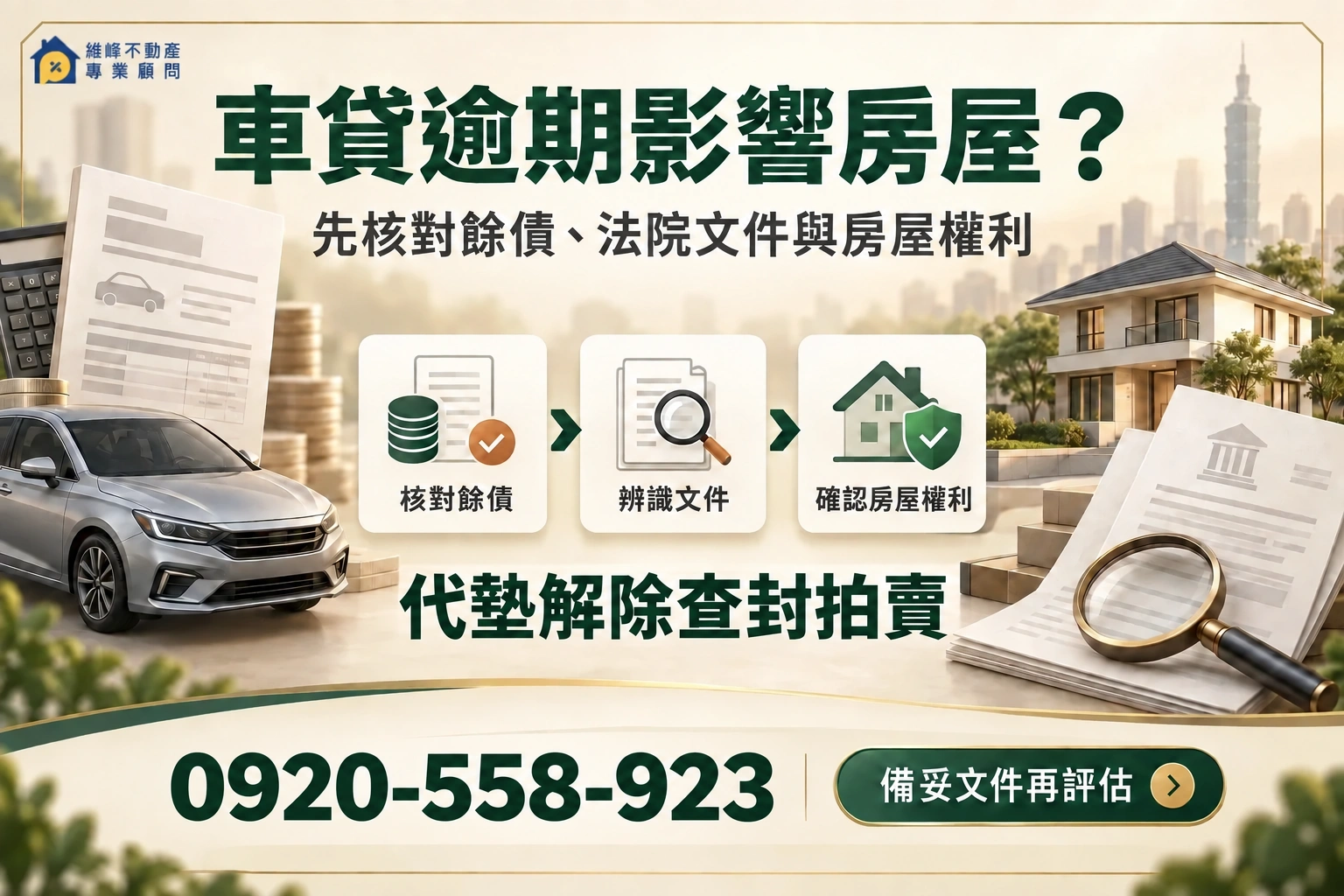 車貸債務影響房屋後,先核對身分、餘債與法院文件再進行處理評估。
